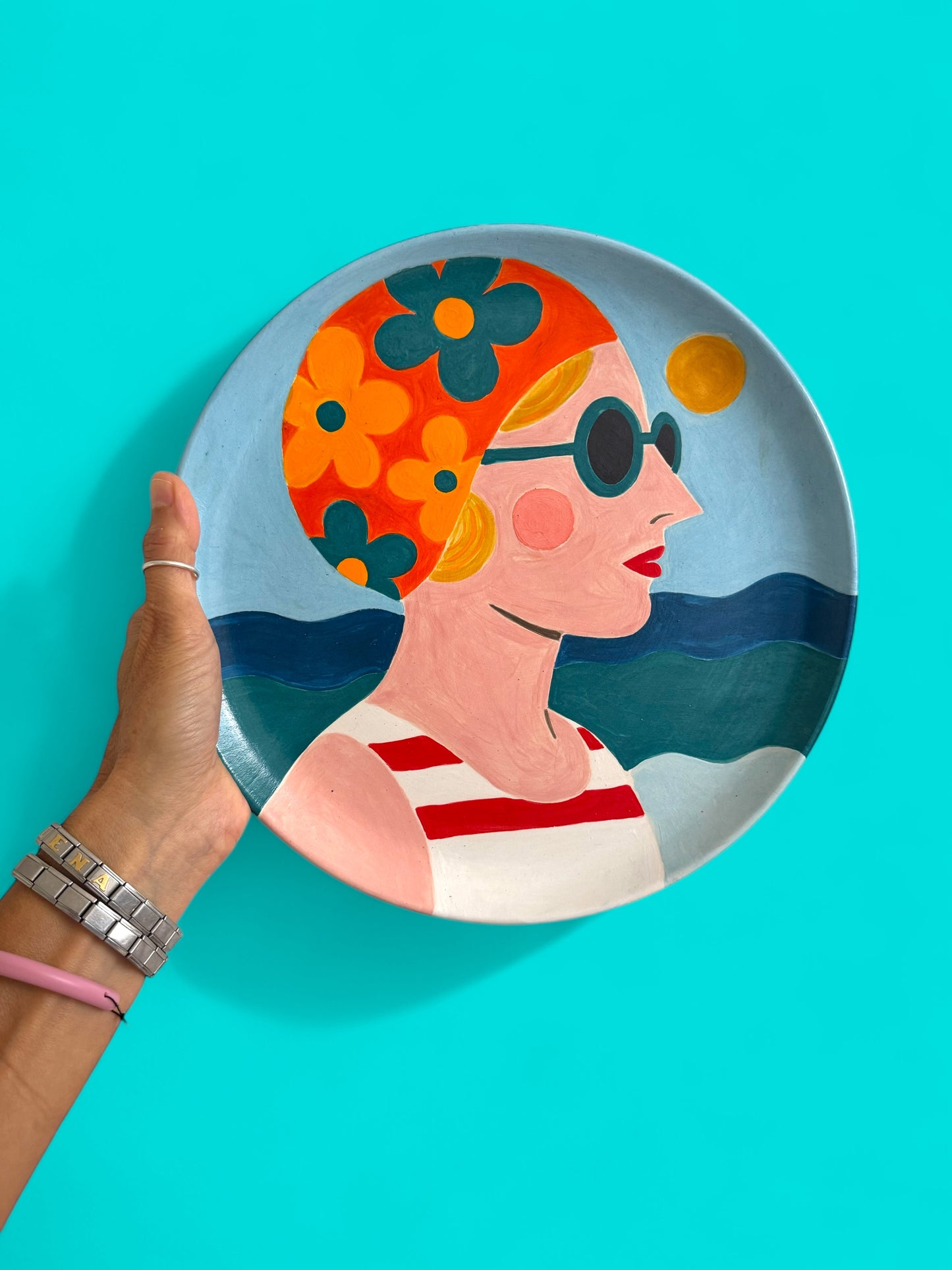 Retrò Summer Lady Big Round Plate