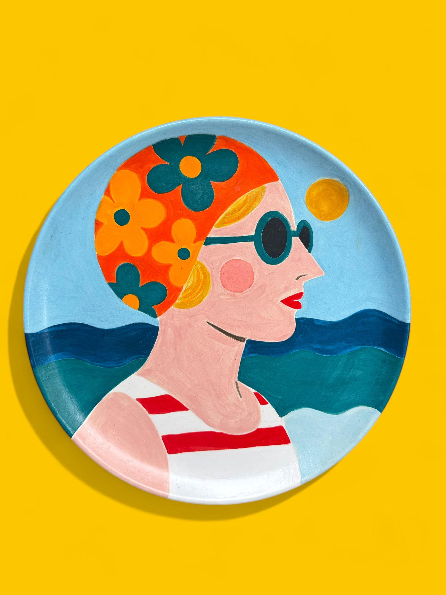 Retrò Summer Lady Big Round Plate