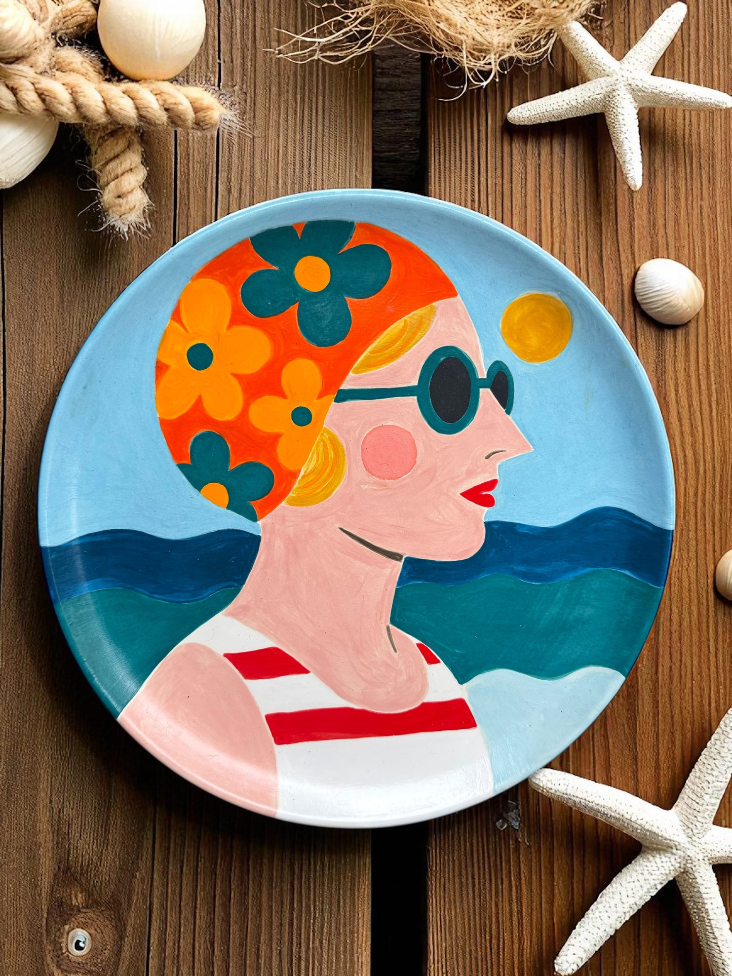 Retrò Summer Lady Big Round Plate