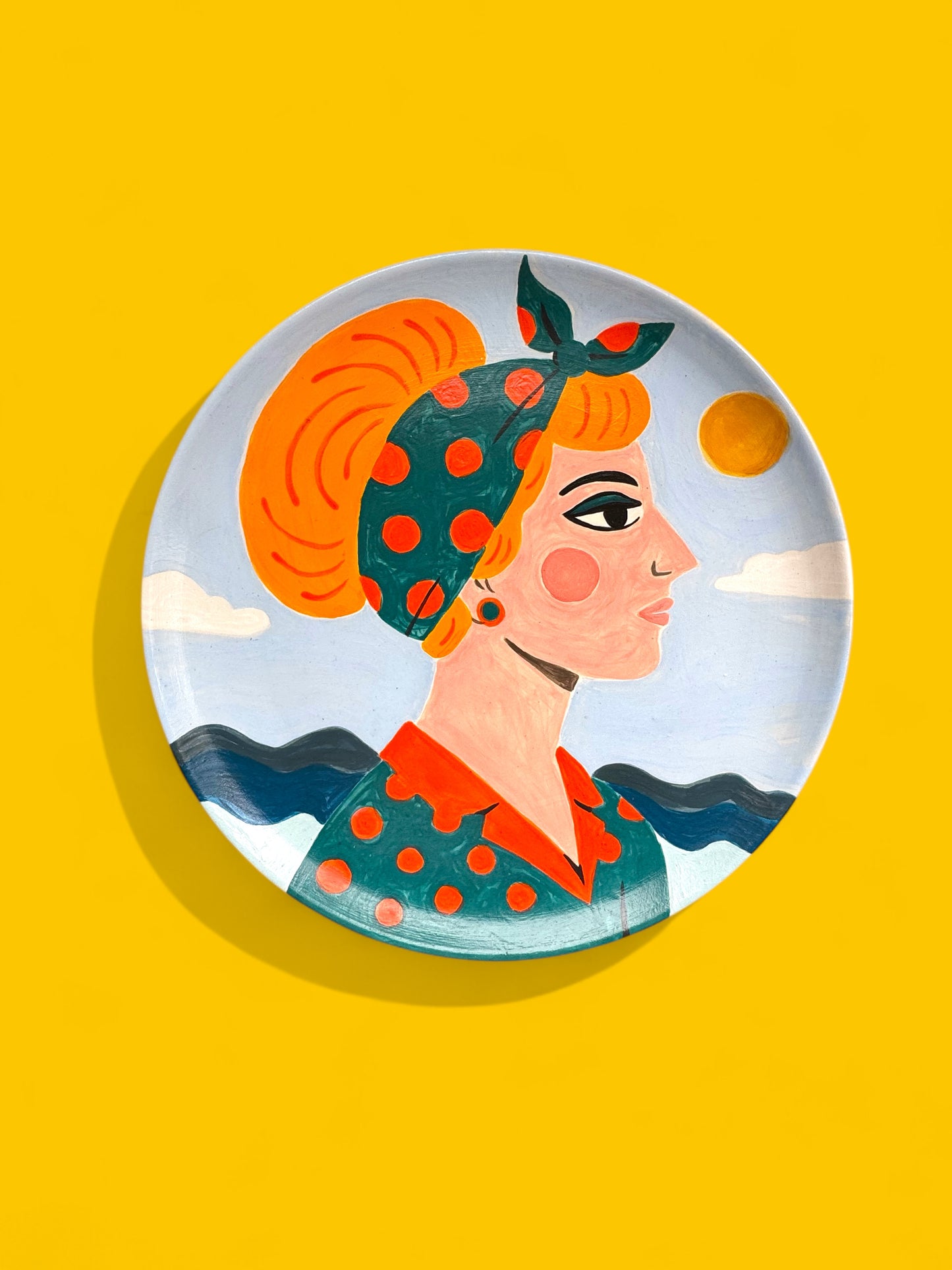Retrò Girl Big Round Plate