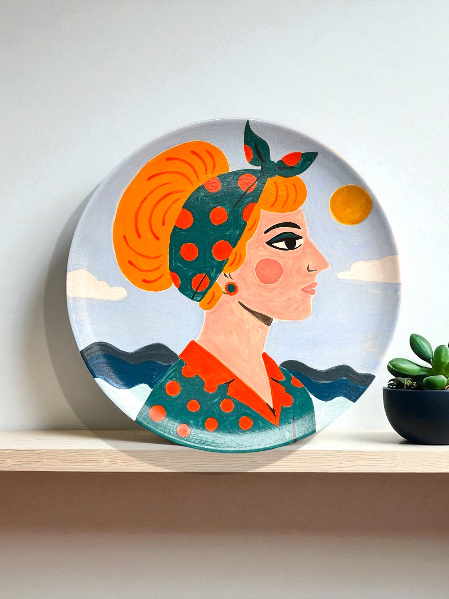 Retrò Girl Big Round Plate