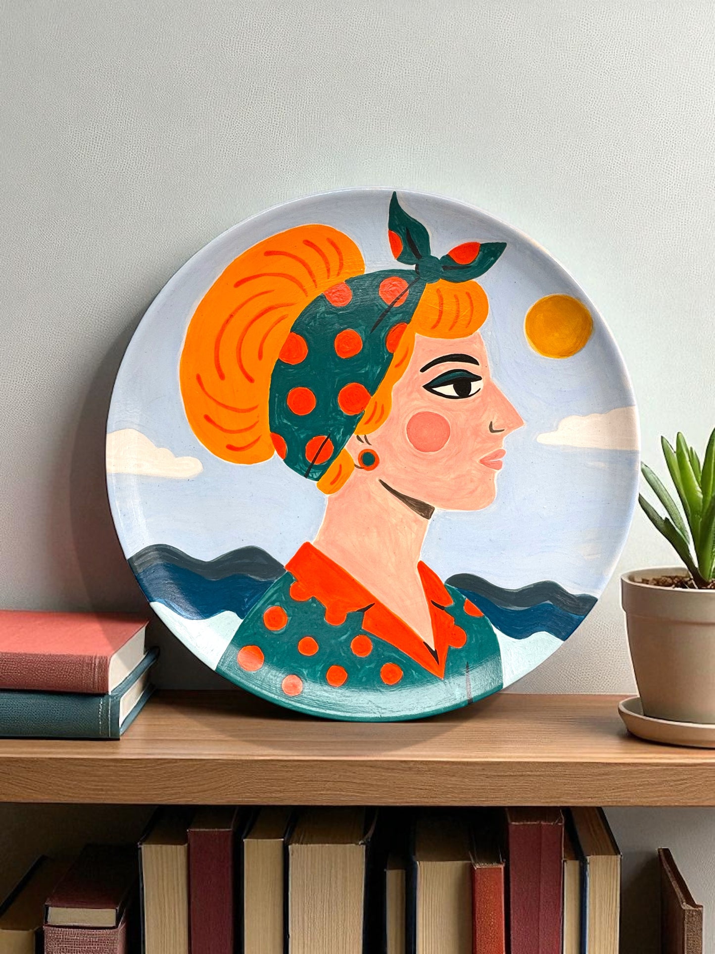 Retrò Girl Big Round Plate