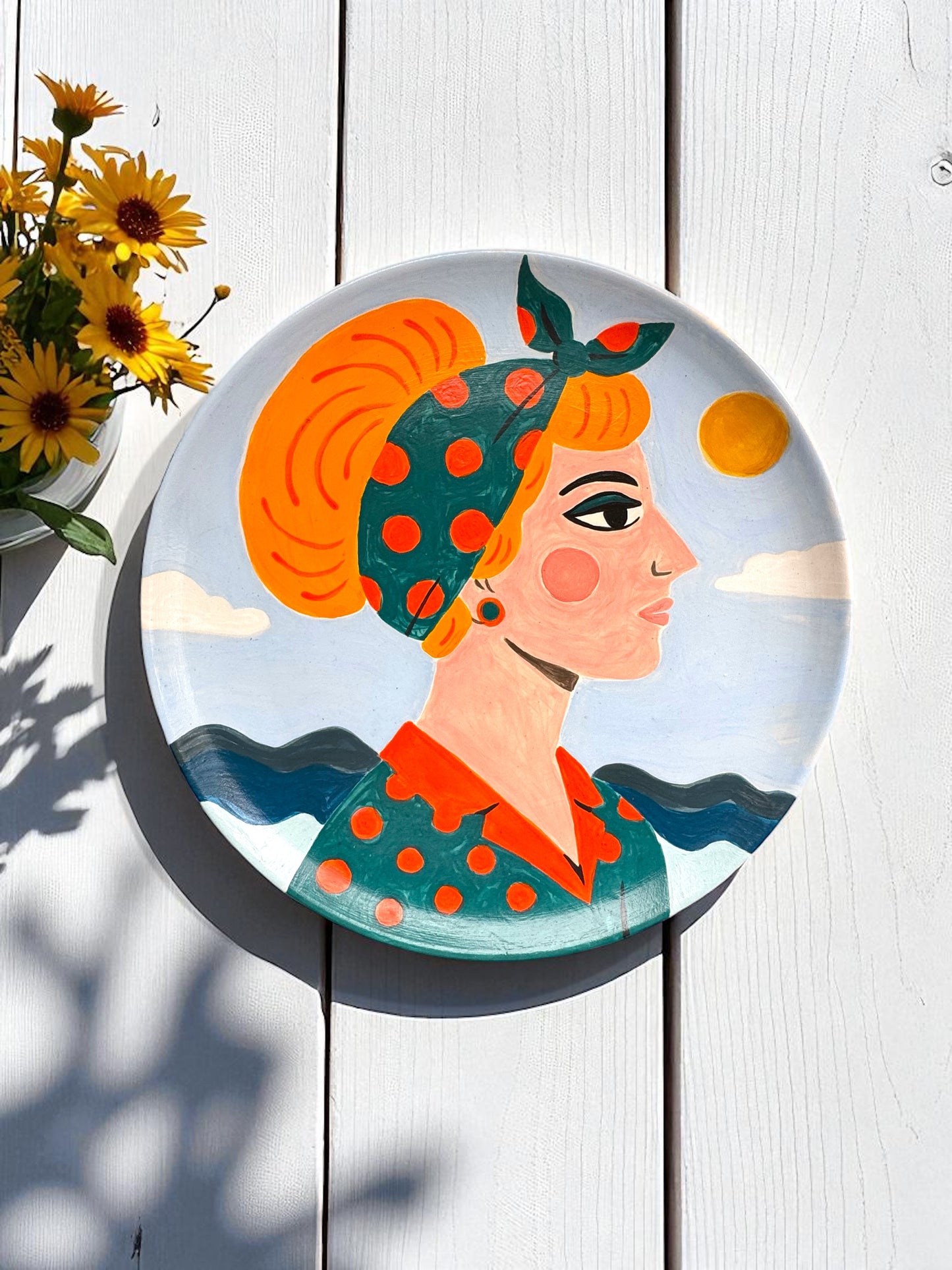 Retrò Girl Big Round Plate