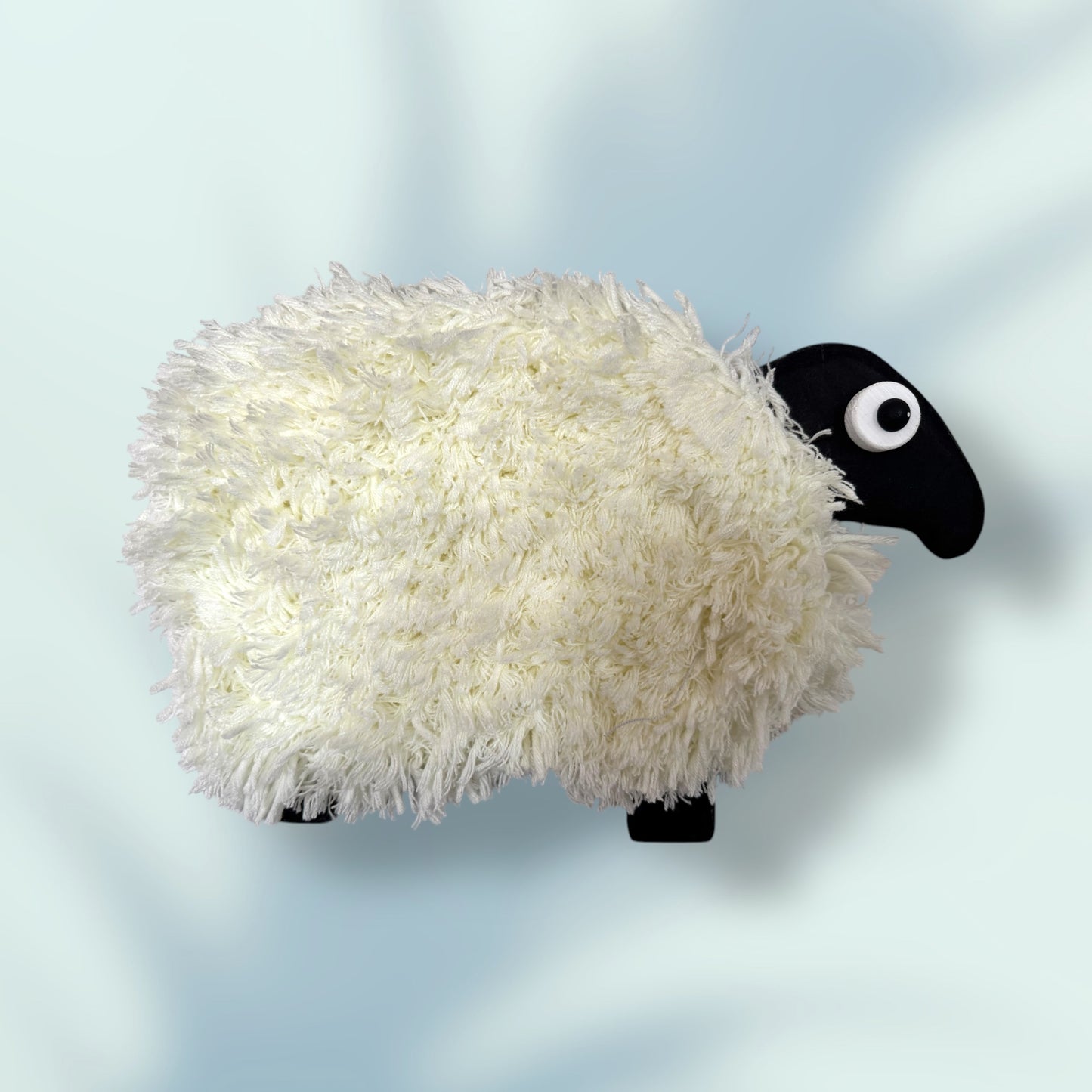 Wooden & Tufted Wool Sheep Wall Decoration