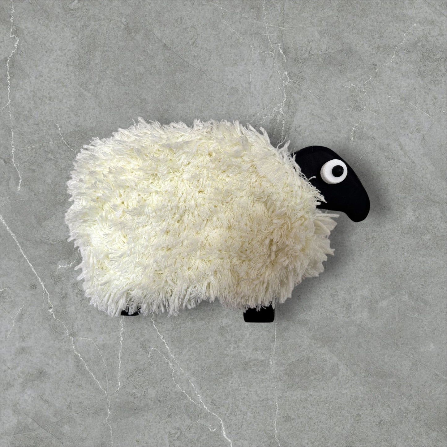 Wooden & Tufted Wool Sheep Wall Decoration