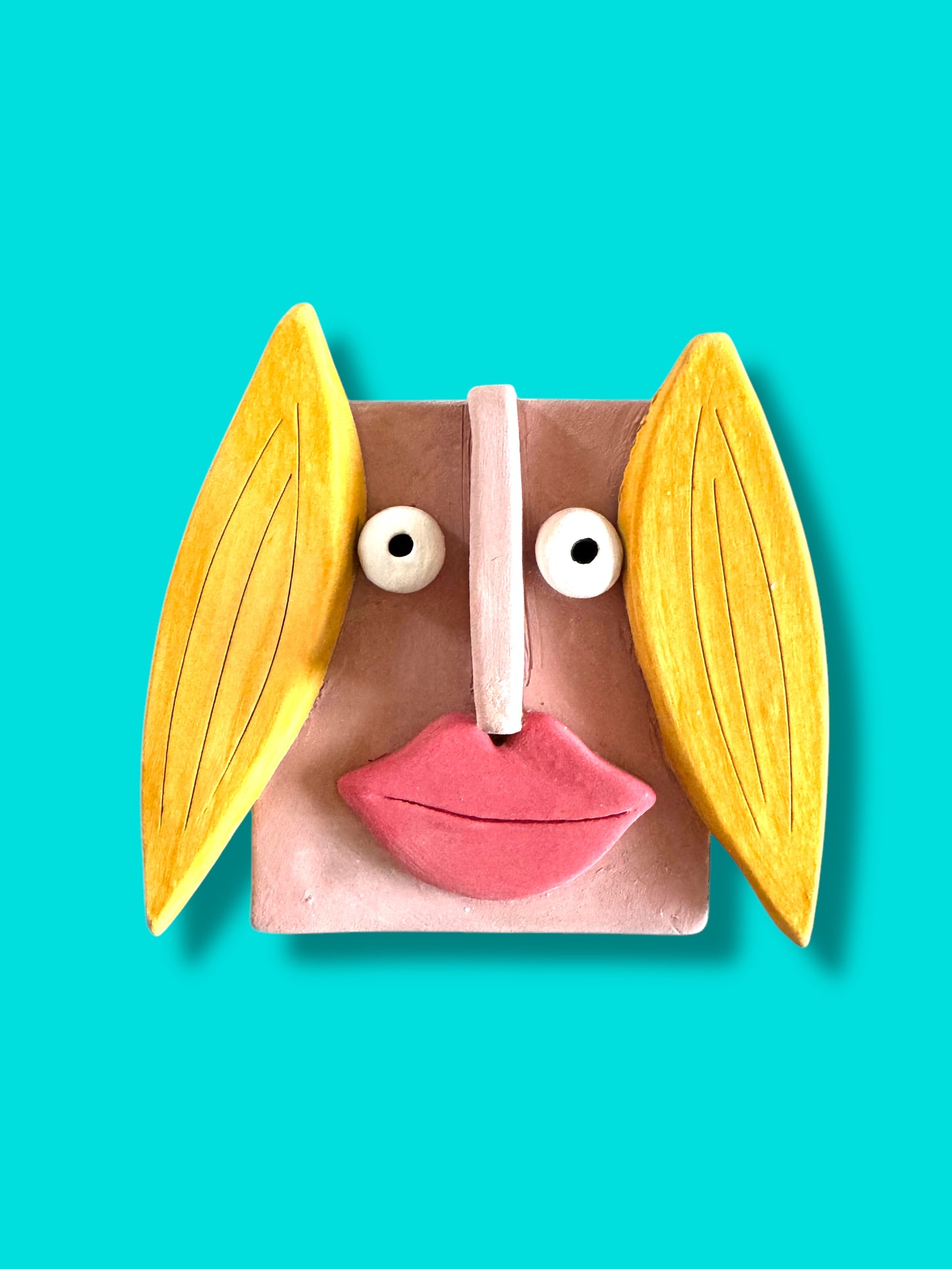 Faccia Baffuta decorazione da parete in ceramica 
