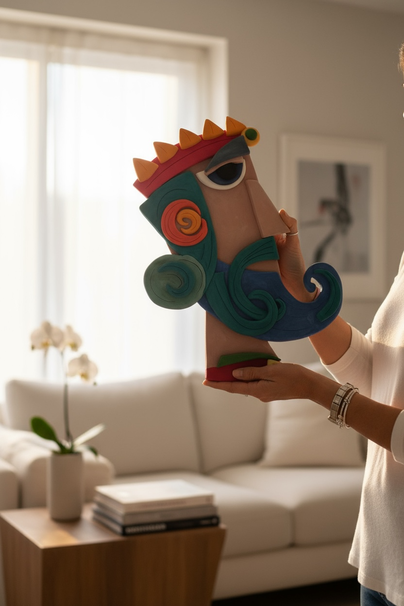 The King – Hand-Sculpted Ceramic Wall Piece